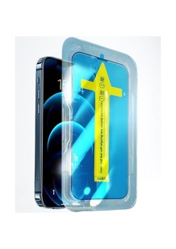 Folie sticla securizata cu sistem de montare usor si rapid Flippy pentru Apple iPhone 14 Pro Max, Transparent cu margini negre