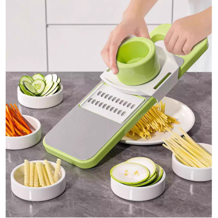 Set Razatoare 7 Piese, Otel Inoxidabil, Ideal Legume, Fructe si branzeturi, Gri-Verde