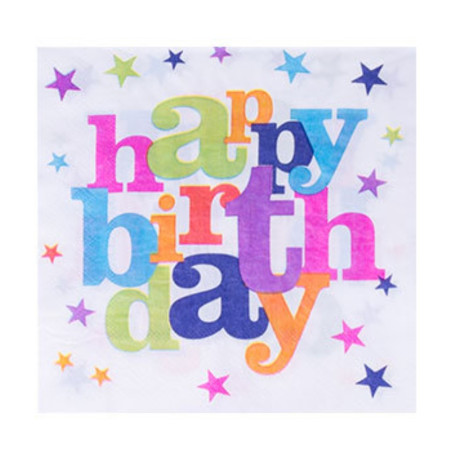Set 10 Servetele Happy Birthday, Flippy, pentru Petrecere, Tematica Aniversare, 33x33 cm, Multicolor