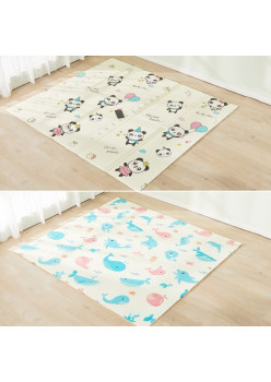 Covoraș de Joaca pentru Copii Termic cu 2 Fete, Flippy, Model Ursuleți si Delfini, cu Spuma, Impermeabil, Antiderapant, 200cm x 180cm x 1cm