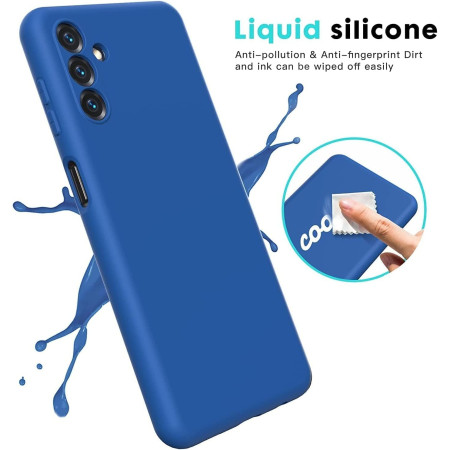 Husa de Protectie, Flippy, pentru Samsung Galaxy S24 FE, Liquid Silicone, cu Microfibra pe Interior, Protectie Antisoc, Compatibil Incarcare Wireless, Albastru