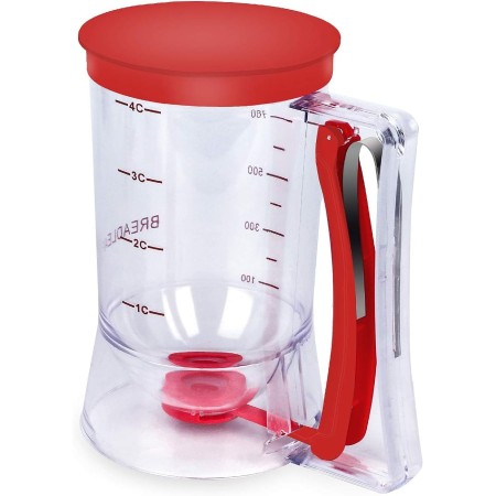 Dispenser de Aluat pentru Prajituri, Flippy, din Plastic, Maner cu Arc, 900 ml, 18.5 x 11 cm, Rosu