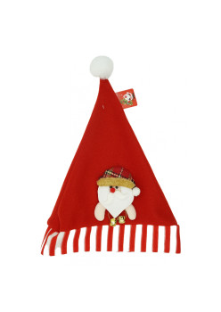 Caciulita de Mos Craciun, Flippy,cu ornament de Mos Craciun, rosie, marime universala, material textil