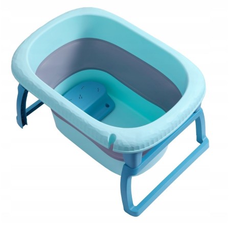 Cada Pliabila pentru Baie, Flippy, din PP+TPE, pentru Copii 0-6 Ani, cu Picioare, Suport de Sezut, Scurgere Etans, 48.5x25x72 cm, Albastru
