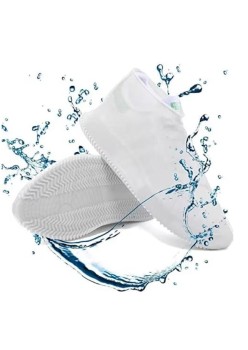 Husa Incaltaminte, Flippy, Impermeabila, Antiderapanta, din Latex, 13 x 13 x 2 cm, Marime M 34-40 cm, Alb