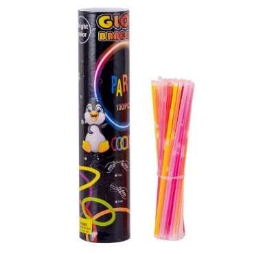 Set 100 bratari luminoase si colorate pentru petreceri, fosforescente, Glow Sticks, Culori diferite