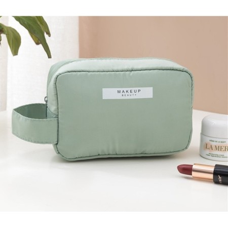 Portfard Cosmetice, cu Mâner, Impermeabil, Compartimentat, Verde, 16x11x7 cm