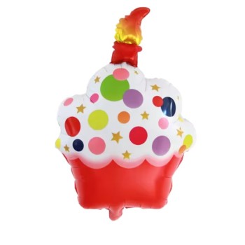 Balon din Folie Metalizata, Flippy, Figurine Dulciuri, Model 2, Tematica Prajitura Aniversara, 68x44 cm, Ambalaj Individual, Pai Inclus, Umflare cu Aer sau Heliu, Multicolor