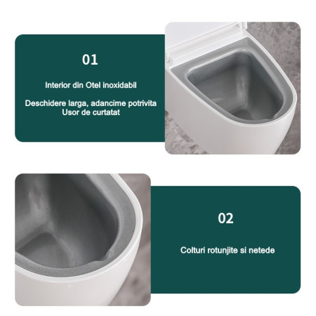 Scrumiera creativa Flippy, Forma de Toaleta, Capac Auriu, Material ABS si Otel Inoxidabil, 12.5 x 9.8 x 8.4 cm, Fixare prin Lipire sau De Sine Statator, pentru Baie, Camera, Bucatarie, Balcon, Auriu