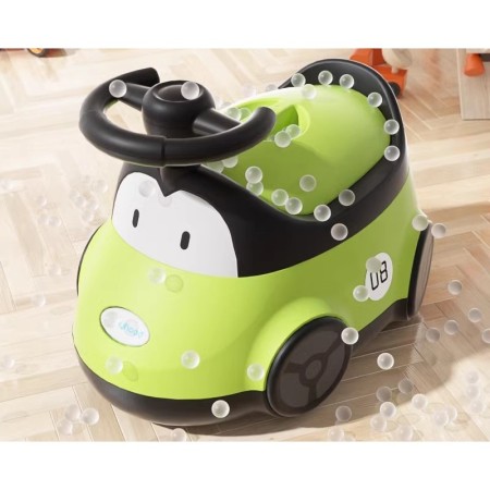 Olita pentru Copii, Flippy, +1an, Portabila, Design Masinuta cu Capac, Model Prietenos, Non-Toxic, Compartiment Detasabil, Usor de Curatat, Verde