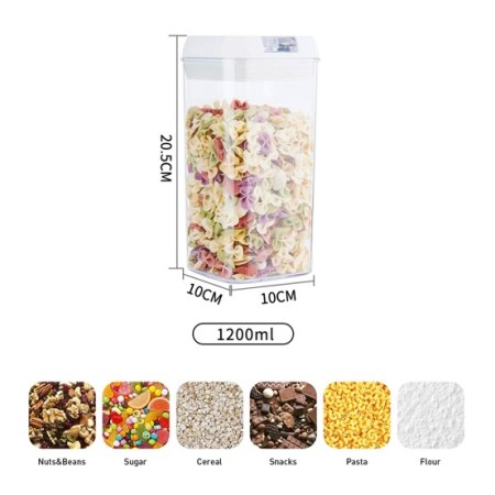Cutie de Depozitare Alimente, Flippy, 1.5 L,  cu capac, 20.5x10x10 cm, Alba
