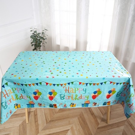 Fata de Masa, Flippy, din Folie, Imprimeu Happy Birthday cu Baloane, 137 x 274 cm, Albastru