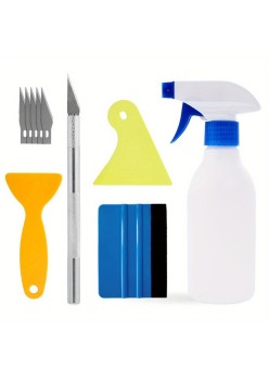 Set Accesorii pentru Colantare Auto, 10 Piese, Lame, Raclete, Pulverizator, Plastic PP, Multicolor