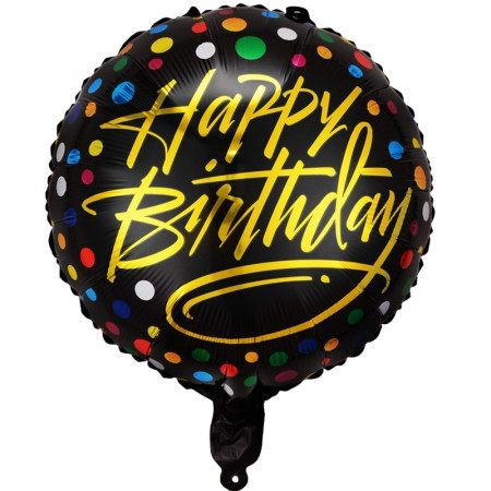 Balon din Folie Metalizata, Flippy, Figurine, Model 3, Happy Birthday, Tematica Aniversare, 45 cm, Ambalaj Individual, Pai Inclus, Umflare cu Aer sau Heliu, Multicolor