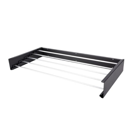 Suport Haine, Flippy, Depozitare si Uscare Rufe, din Aluminiu, Pliabil, Impermeabil, Montare prin Perforare, 80 cm, Negru