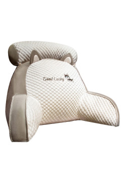 Pernă CozyPup, Spătar pentru Pat cu Suport Lombar, Material Moale din Plus, Model Căţeluş, 60x40 cm, Gri