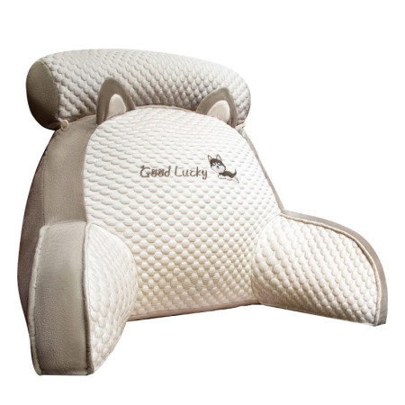 Pernă CozyPup, Spătar pentru Pat cu Suport Lombar, Material Moale din Plus, Model Căţeluş, 60x40 cm, Gri