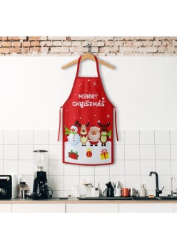 Sort de Bucatarie Merry Christmas, Decorativ, Tema de Craciun, 50 x 70 cm, Poliester, Rosu