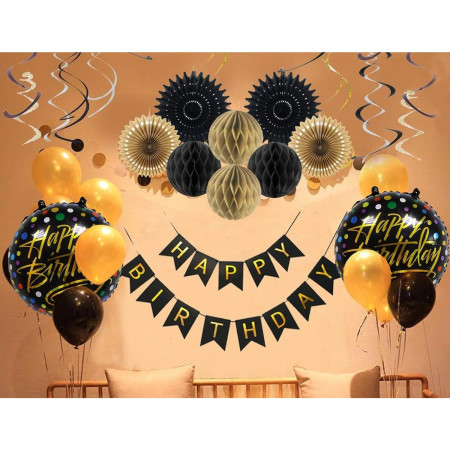 Balon din Folie Metalizata, Flippy, Figurine, Model 3, Happy Birthday, Tematica Aniversare, 45 cm, Ambalaj Individual, Pai Inclus, Umflare cu Aer sau Heliu, Multicolor