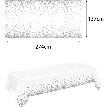 Fata de Masa, Flippy, din PEVA, Imprimeu Buline, 137 x 274 cm, Impermeabila, Fara Pete, Curatare Rapida, Gri