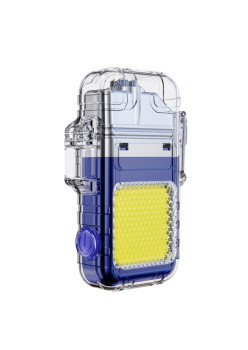 Lanterna Tip Breloc cu Bricheta, Flippy, Impermeabila, 3 Moduri Iluminare, 300 mAh, Incarcare USB-C, COB, Raza de Actiune 50 - 100 m, 7.4 x 4.9 x 1.7 cm, Albastru