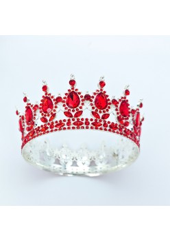 Coronita de Printesa, Flippy, Accesorii Aniversare, Nunta, Petrecere, Silver-Rosu