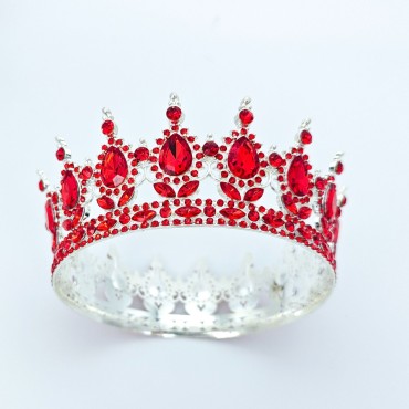 Coronita de Printesa, Flippy, Accesorii Aniversare, Nunta, Petrecere, Silver-Rosu