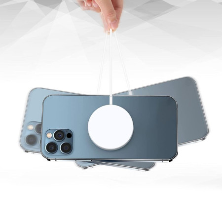 Inel Magnetic MagSafe Silicone pentru Apple iPhone seria 12 / 13 / 14 Alb