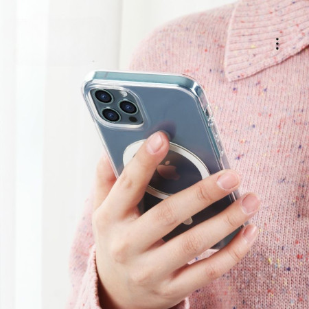 Husa protectie Flippy pentru iPhone 11 Mag Safe, 2 in 1 incarcare si magnet, Acril si Silicon, Transparenta