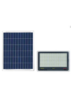 Proiector LED cu Panou Solar Flippy, Senzor de lumina, Waterproof, 140 LED-uri incorporate, 65W, 19.5x17 cm, 3000 mAh, IP67, Design Modern, Negru