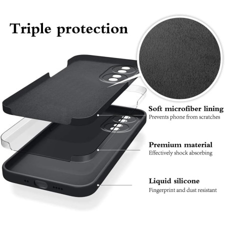 Husa de Protectie, Flippy, pentru Honor 90, Liquid Silicone, cu Microfibra pe Interior, Protectie Antisoc, Compatibil Incarcare Wireless, Negru