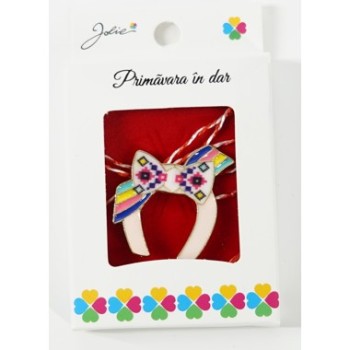 Martisor Brosa Mica in Cutie, Dimensiune Brosa 2.5-3 cm, Material Metal, Model Potcoava cu Funda