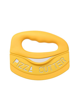 Cutit pentru taiat pizza Flippy, cu protectie din silicon pentru lama, inox, 15.5 cm, galben