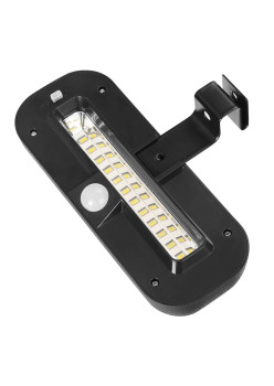 Lampa solara LED dreptunghiulara pentru perete Flippy, 18 x 7 cm, senzor miscare, 6V, ABS, 2200mAh, rezistent la apa, culoare alb rece, suport negru