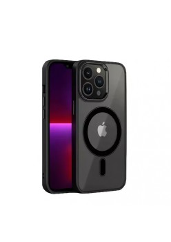 Husa MagSafe pentru Apple iPhone 11, Full Cover, Frosted Acrylic Color Big Hole, Magnetica, Incarcare Wireless, Flippy, Negru