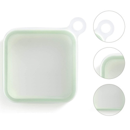 Caserolă Compactă pentru Sandwich, Reutilizabilă, din Silicon cu Capac Etanș, Ușor de Transportat și Curățat, Verde