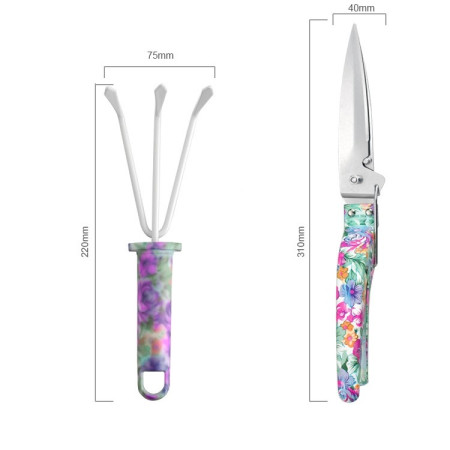 Set 10 Accesorii Grădinărit cu Geantă Depozitare, Oțel Inoxidabil, Foarfeci + Lopeți + Pulverizator, 37 x 29 cm, Mov