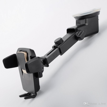 Suport auto pentru telefon, 2nd A1 Telescopic cu Ventuza Negru