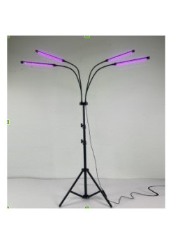 Lampa UV pentru cresterea plantelor Flippy, cu picior ajustabil pana la 2m, 4 capete, 30W, 108 LED-uri, lumina uv mov