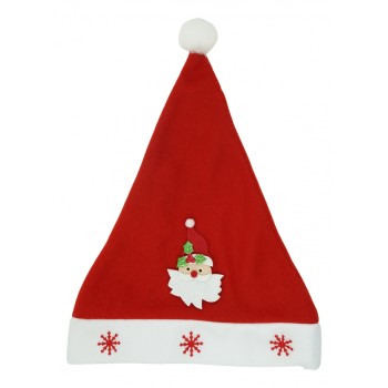 Caciulita de Mos Craciun, Flippy,cu model de Mos Craciun si ornament fulg de nea, rosie, marime universala, material textil