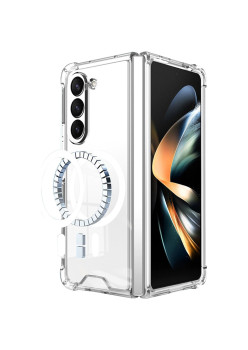 Husa de protectie Flippy compatibila cu Samsung Z Fold 5, MagSafe Blister, gaura mare camera, transparenta