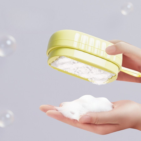 Perie de Spalat Haine, Flippy, cu Dispenser pentru Detergent, 4 Perii de Curatare, din ABS + PS, Galben
