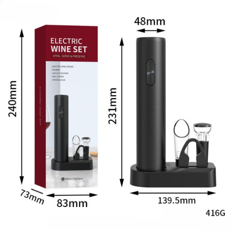 Set Tirbuson Electric din 5 piese, Flippy, Deschizator Electric, Incarcare USB, Multifunctional, 23x14cm, Negru