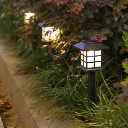 Lampa solara Led pentru gradina, Tip felinar, Flippy, Alb cald