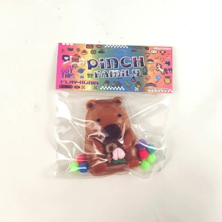 Jucarie Antistres Squishy, Flippy, cu Revenire Lenta, Model Urs, Ambalaj Transparent, 4.5 x 7.2 cm, Maro