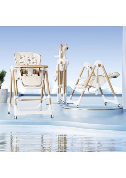 Foldable multifunctional baby dining chair-color: champagne