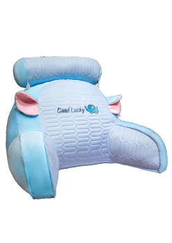 Pernă ErgoRelax, Suport Lombar și Spătar pentru Pat, Design Confortabil, Latex Premium, Model Elefant, 60x40 cm, Albastru