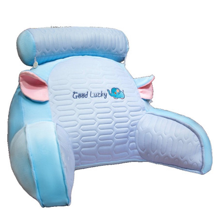 Pernă ErgoRelax, Suport Lombar și Spătar pentru Pat, Design Confortabil, Latex Premium, Model Elefant, 60x40 cm, Albastru