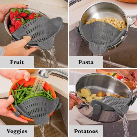 Filtru Silicon, Flippy, Gri, Rezistent la Temperaturi Inalte, Universal, Paste, Legume, Fructe, 23x12.5x6.7 cm