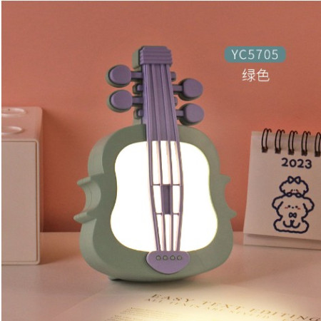 Lampa de Veghe, Flippy, cu Protectie pentru Ochi, Model Violina, Lumina Calda, Verde/ Mov